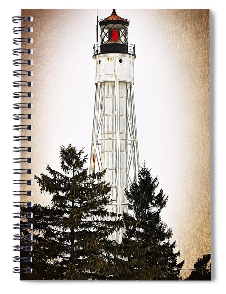 Joan Carroll Spiral Notebook featuring the photograph Sturgeon Bay Ship Canal Lighthouse III by Joan Carroll