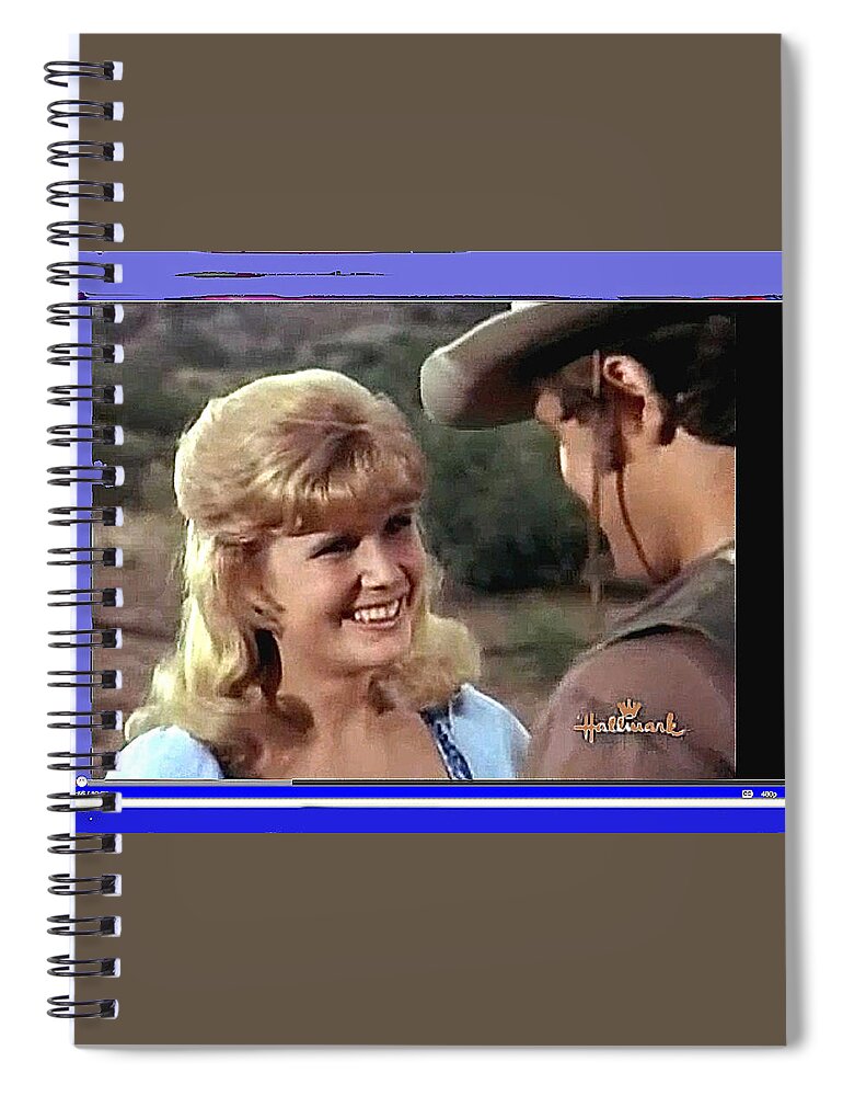 Sue Green Mark Slade The High Chaparral 1966 Pilot Screen Capture Collage Color Added 1966-2012 Spiral Notebook featuring the photograph Sue Green Mark Slade The High Chaparral 1966 pilot screen capture collage 1966-2012 by David Lee Guss