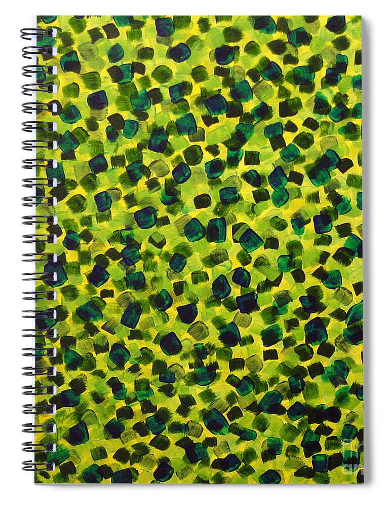 Abstract Spiral Notebook featuring the painting Lichened Letters on the Grave by Dean Triolo