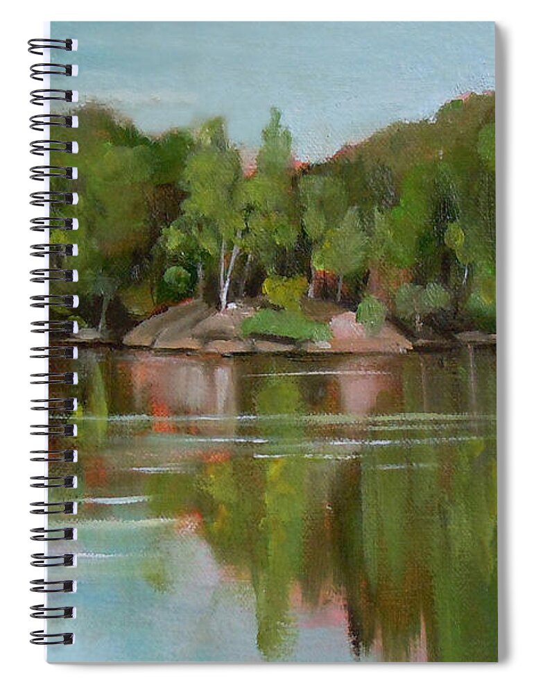 Mirror Lake Spiral Notebook featuring the painting Summer at Mirror Lake by Nancy Griswold