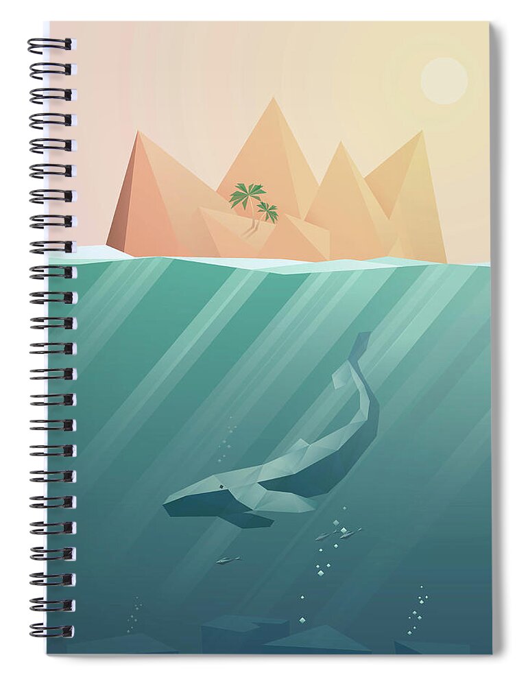 Underwater Spiral Notebook featuring the digital art Summer Background With Underwater by Jozefmicic