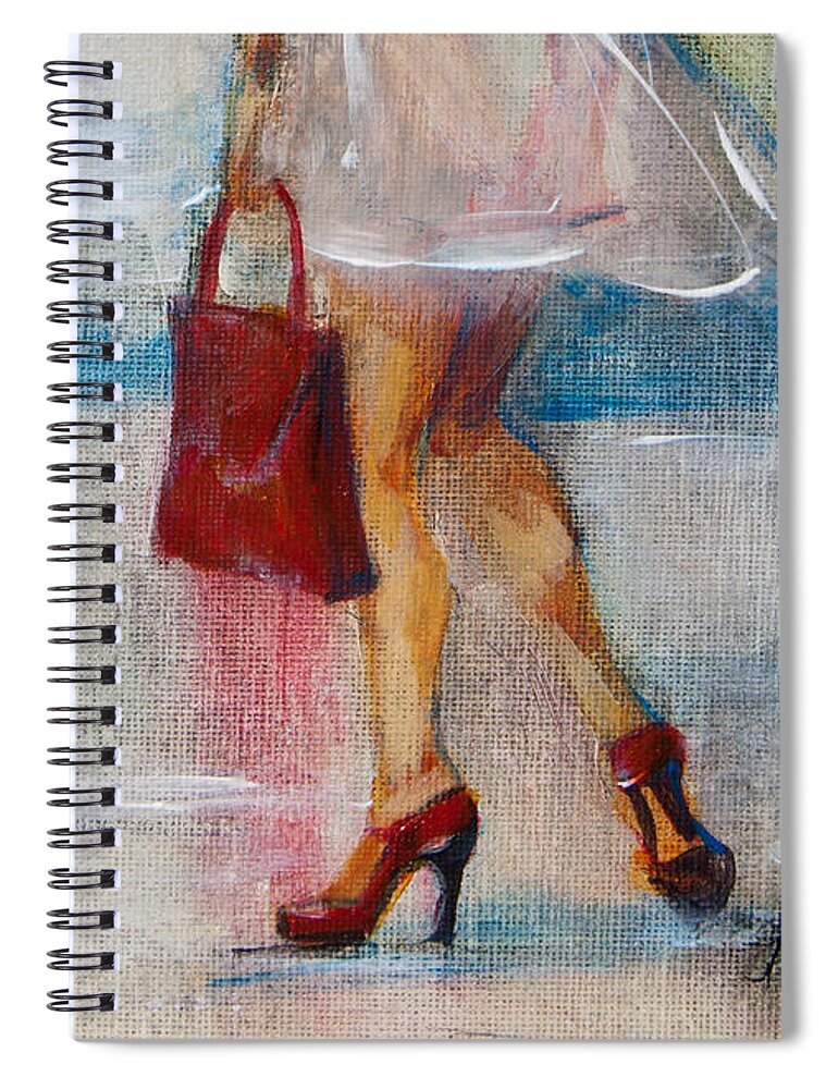 Urban Spiral Notebook featuring the painting Summer Rain by Jani Freimann
