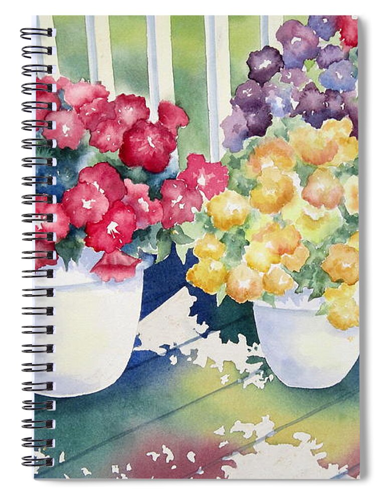 Floral Spiral Notebook featuring the painting Summer Shadows by Deborah Ronglien