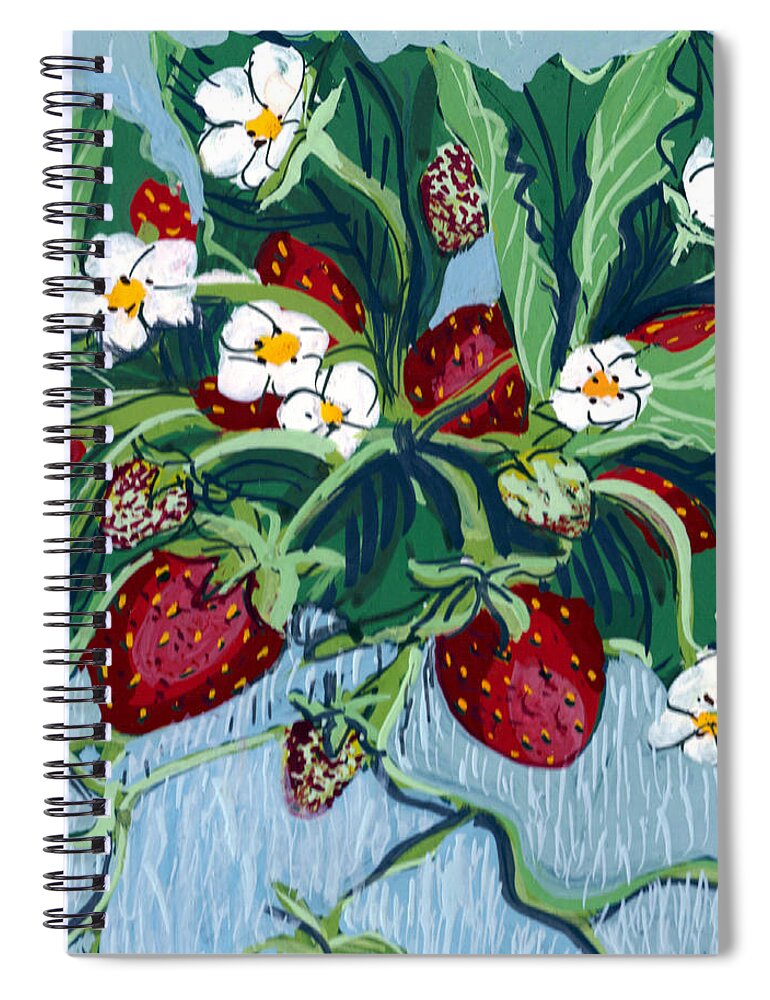 Summer Spiral Notebook featuring the painting Summer Strawberries by Mary Palmer