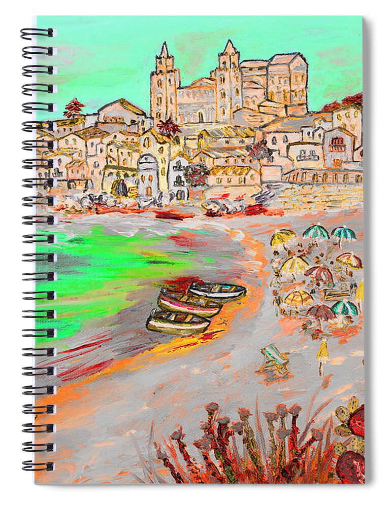 Drawing Spiral Notebook featuring the painting Summertime in Cefalu' by Loredana Messina