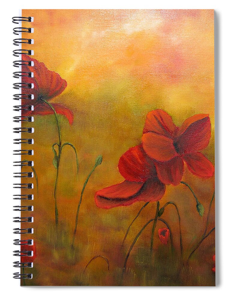 Poppies Spiral Notebook featuring the painting Sun Dancers by Loretta Luglio