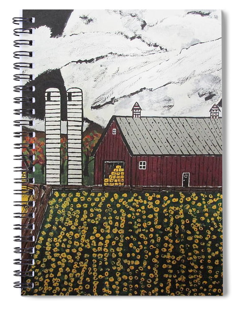 Beautiful  Spiral Notebook featuring the painting Sun Flower Farm by Jeffrey Koss
