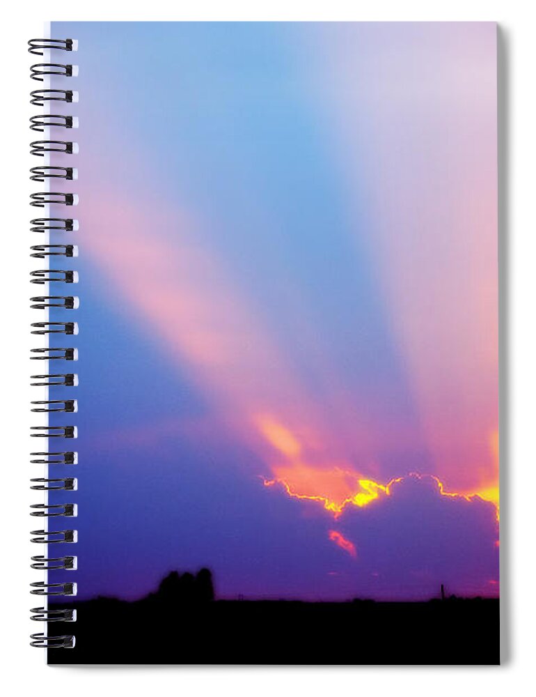 Sunset Spiral Notebook featuring the photograph Sun rays at Sunset by Eric Benjamin