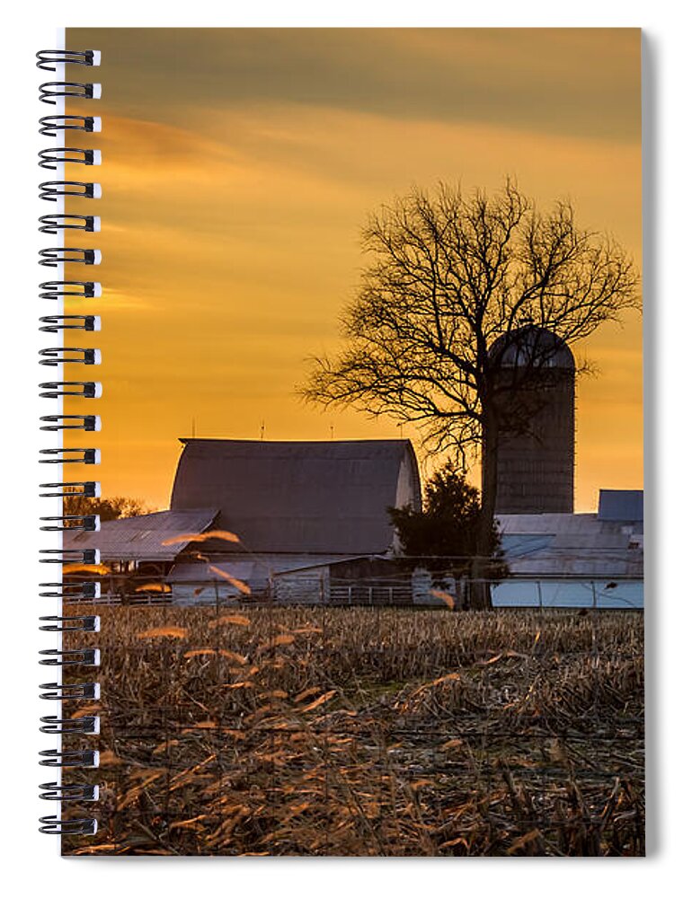 Barn Spiral Notebook featuring the photograph Sun Rise Over the Farm by Ron Pate