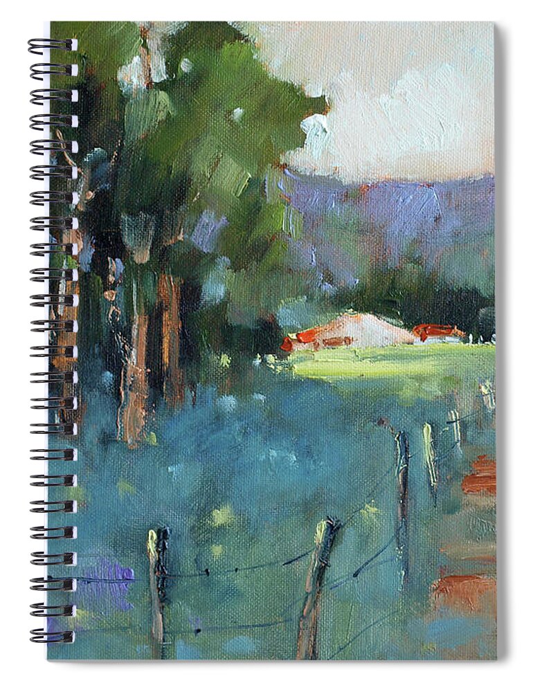 Texas Spiral Notebook featuring the painting Sun Struck Farm by Joyce Hicks