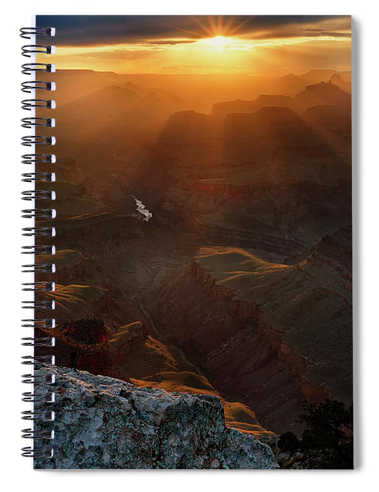 Scenics Spiral Notebook featuring the photograph Sunburst Over Grand Canyon by Don Smith