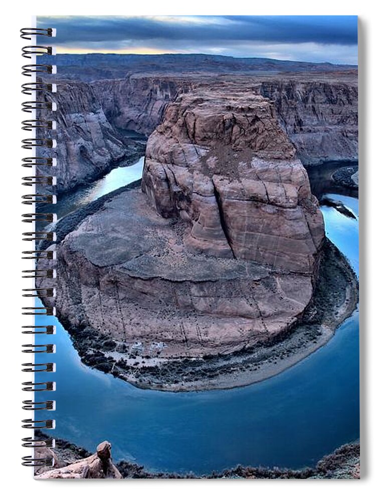 Horseshoe Bend Spiral Notebook featuring the photograph Sunburst Over Horseshoe Bend by Adam Jewell