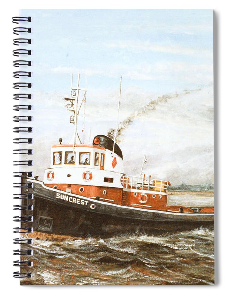 Sun Tug Spiral Notebook featuring the painting Suncrest a tug on the River Thames London by Mackenzie Moulton