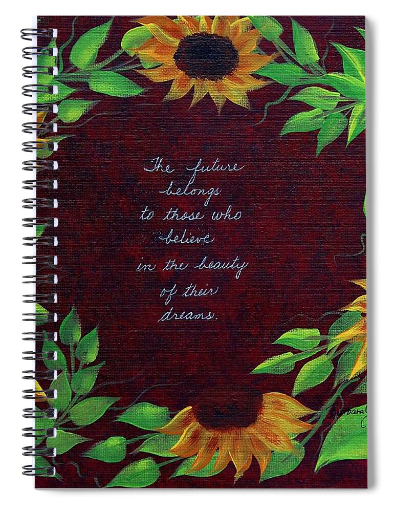 Barbara Griffin Spiral Notebook featuring the painting Sunflowers and Dreams by Barbara A Griffin