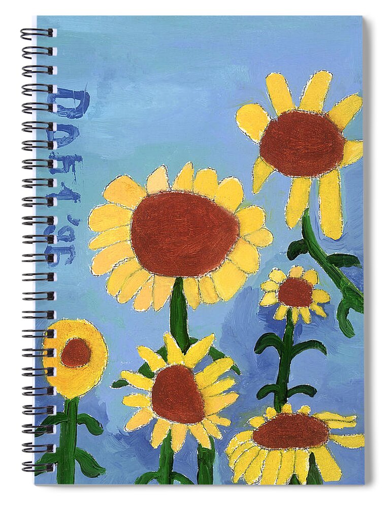  Spiral Notebook featuring the painting Sunflowers by Don Larison