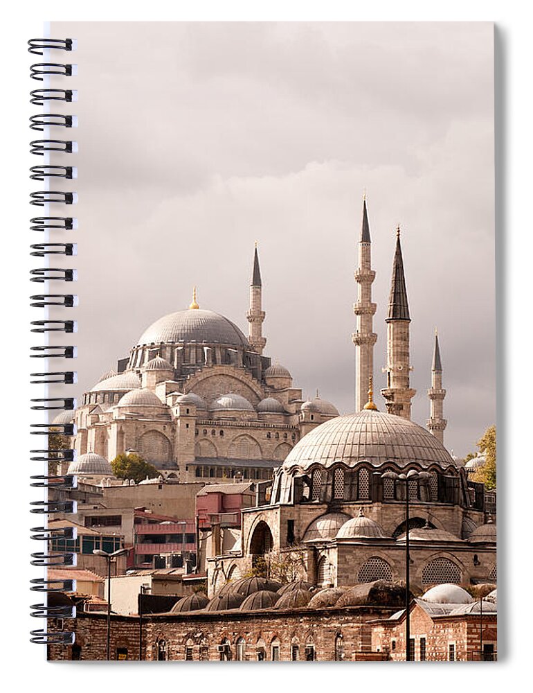 Istanbul Spiral Notebook featuring the photograph Sunlit Domes by Rick Piper Photography