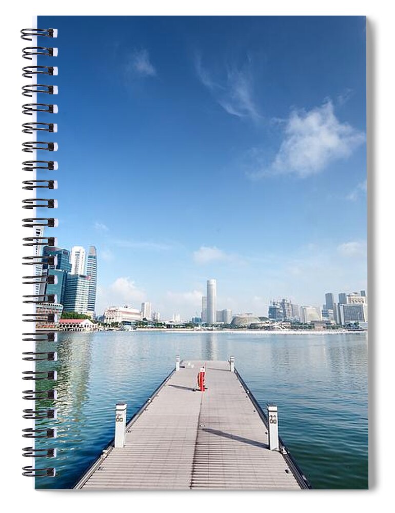 Tranquility Spiral Notebook featuring the photograph Sunny Day At Singapores Marina Bay by Carlina Teteris