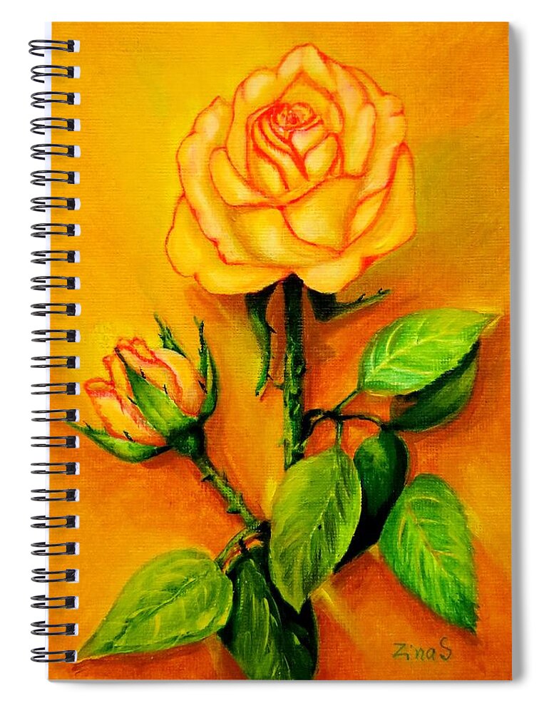 Rose Spiral Notebook featuring the painting Sunny rose by Zina Stromberg