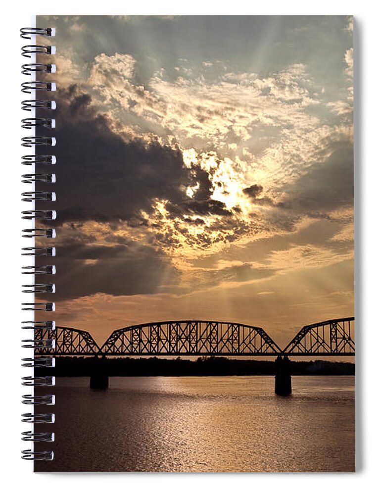 Ohio River Spiral Notebook featuring the photograph Sunrays over the Ohio by Diana Powell