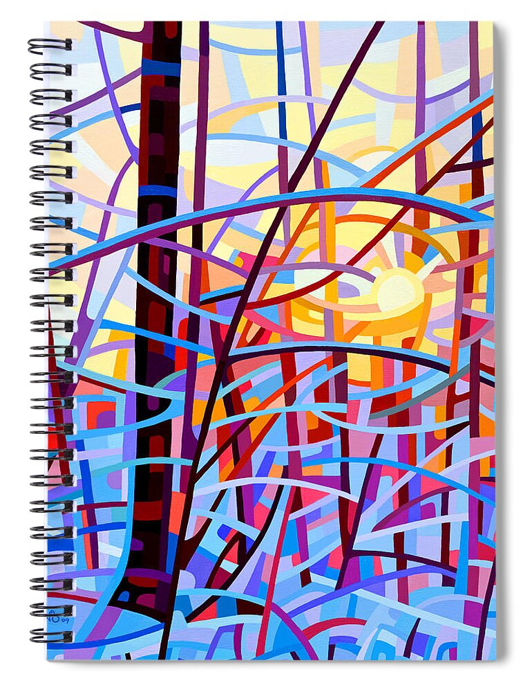 Abstract Spiral Notebook featuring the painting Sunrise by Mandy Budan