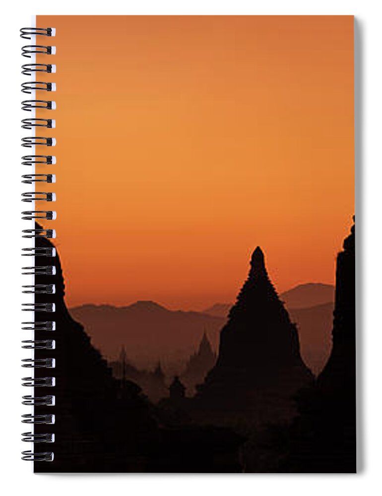 Scenics Spiral Notebook featuring the photograph Sunrise Over Temples In Bagan by Hadynyah