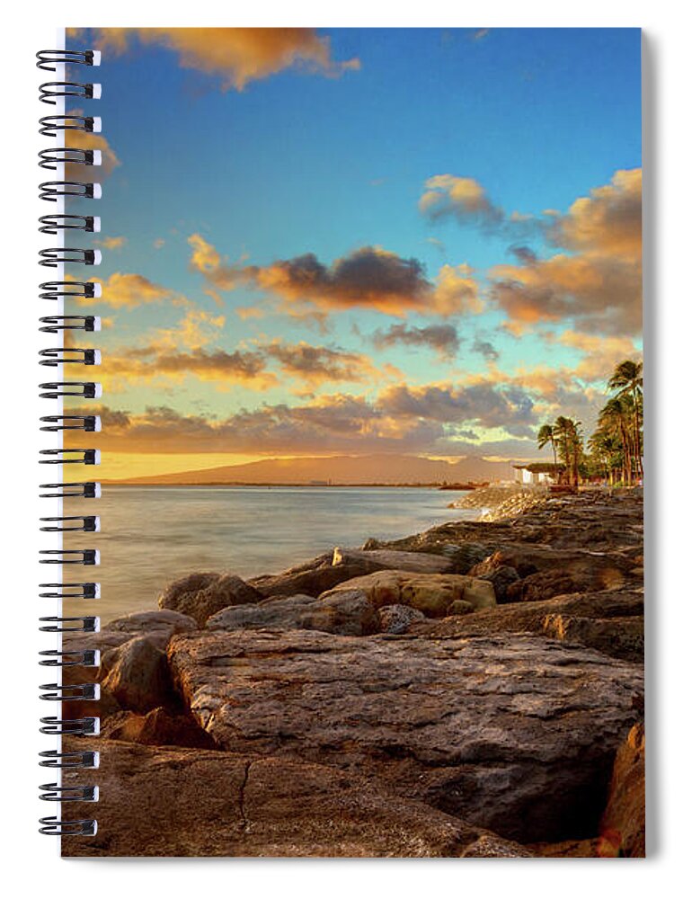 Scenics Spiral Notebook featuring the photograph Sunset At Kakaako, Oahu by Anna Gorin