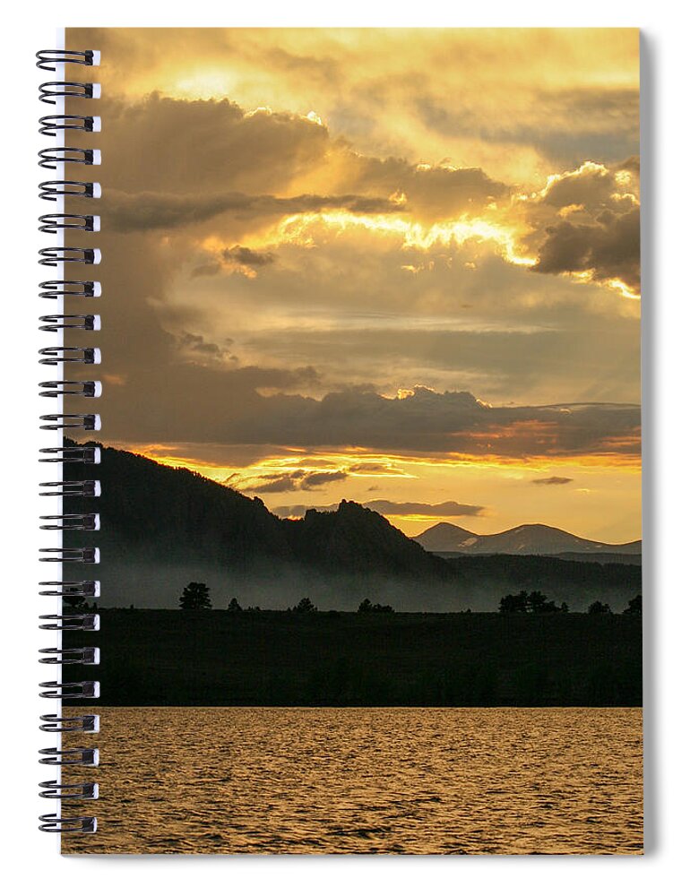 Marshall Lake Spiral Notebook featuring the photograph Smokey Sunset at Marshall Lake by Juli Ellen