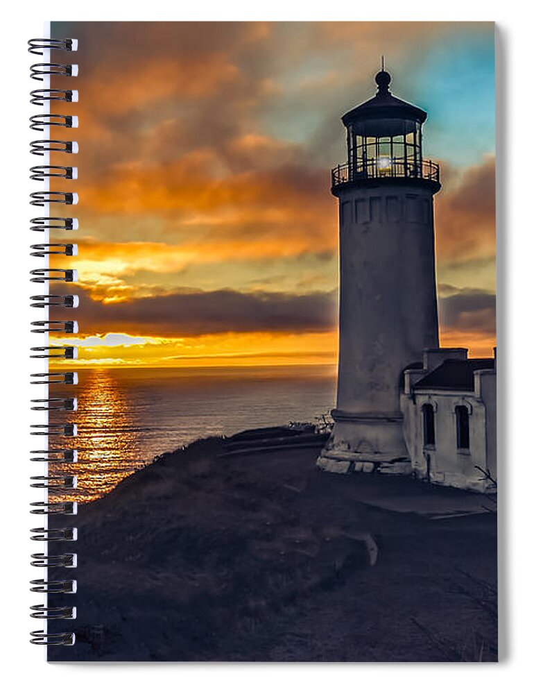 Lighthouse Spiral Notebook featuring the photograph Sunset at North Head by Robert Bales