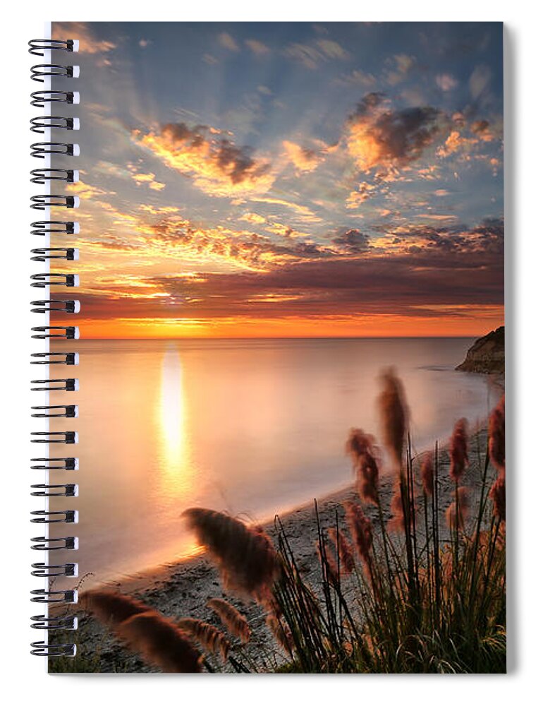 Sunset Spiral Notebook featuring the photograph Sunset at Swamis Beach 7 by Larry Marshall