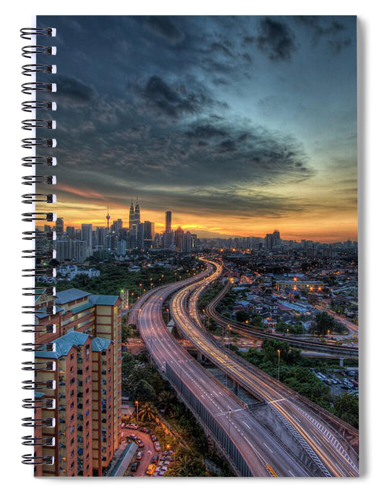 Built Structure Spiral Notebook featuring the photograph Sunset Cityscape L Kuala Lumpur by Rithauddin Photographer
