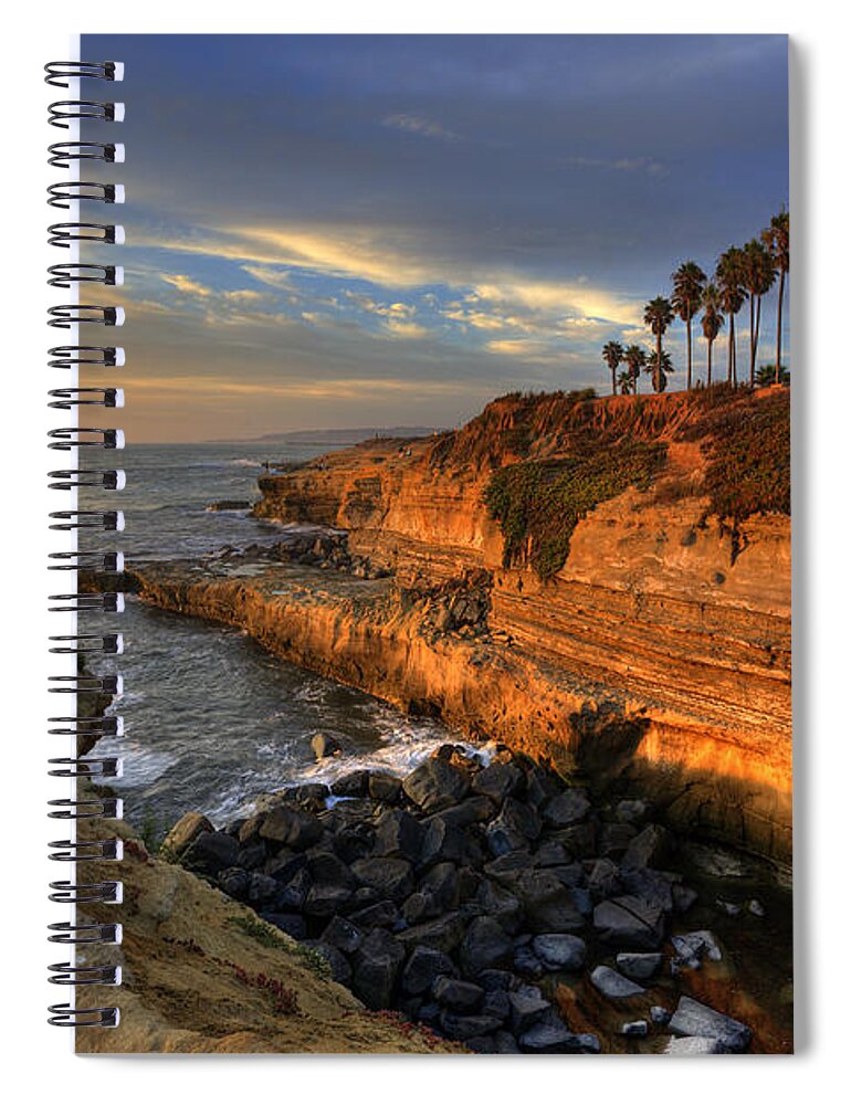Clouds Spiral Notebook featuring the photograph Sunset Cliffs by Peter Tellone