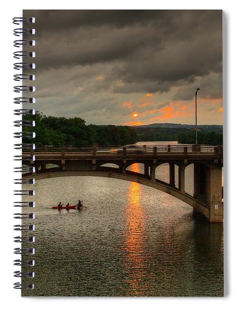 Austin Spiral Notebook featuring the photograph Sunset Fighting Through by Dave Files