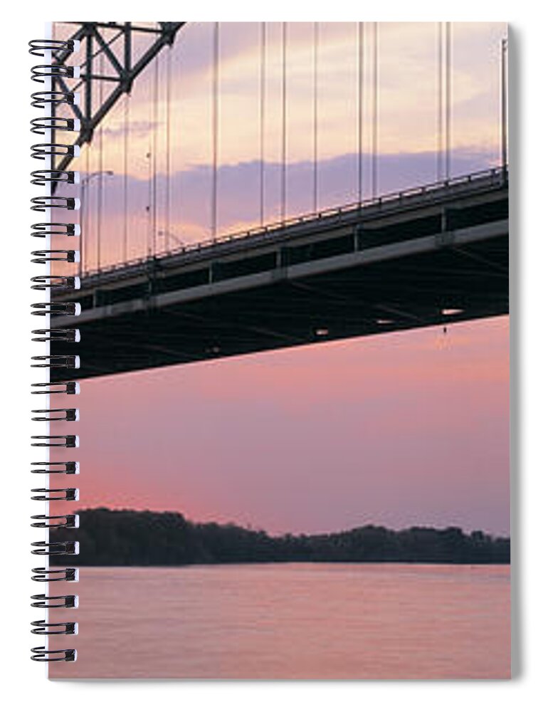 Photography Spiral Notebook featuring the photograph Sunset, Hernandez Desoto Bridge And by Panoramic Images