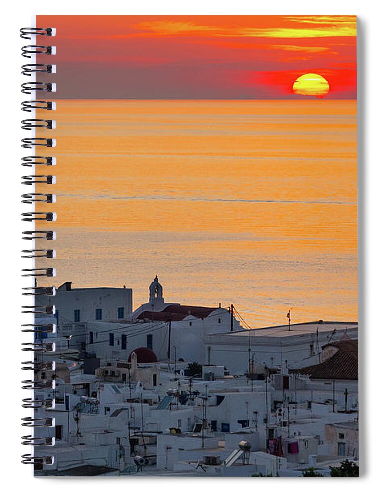Scenics Spiral Notebook featuring the photograph Sunset In Mykonos by Deimagine