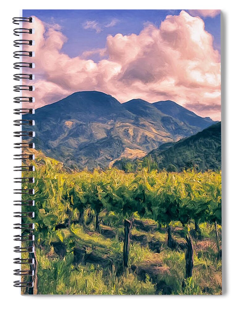 Napa Spiral Notebook featuring the painting Sunset in Napa Valley by Dominic Piperata