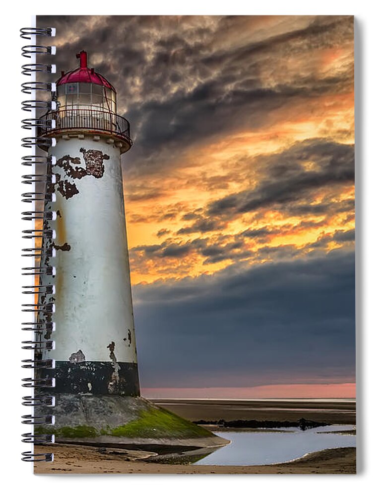 Lighthouse Spiral Notebook featuring the photograph Sunset Lighthouse by Adrian Evans
