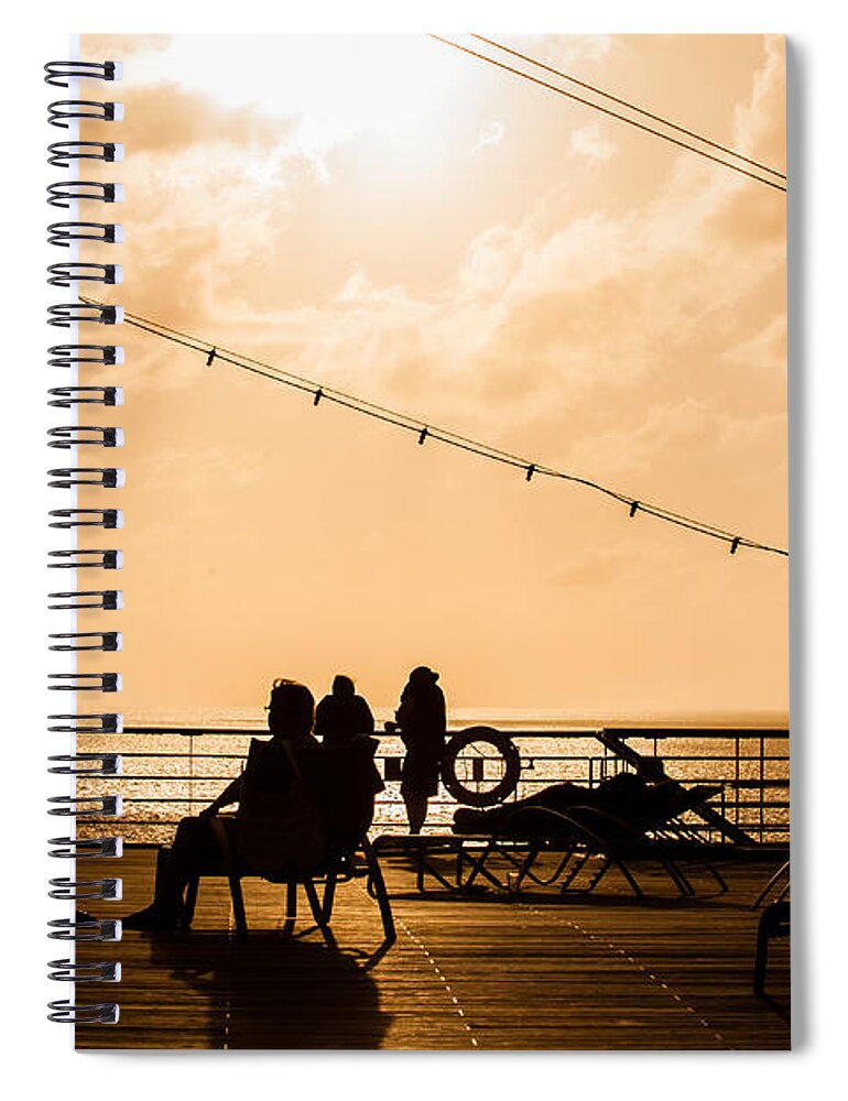 Sunset Spiral Notebook featuring the photograph Sunset on Deck by Melinda Ledsome