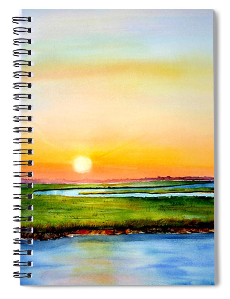 Sunset Spiral Notebook featuring the painting Sunset on the Marsh by Phyllis London