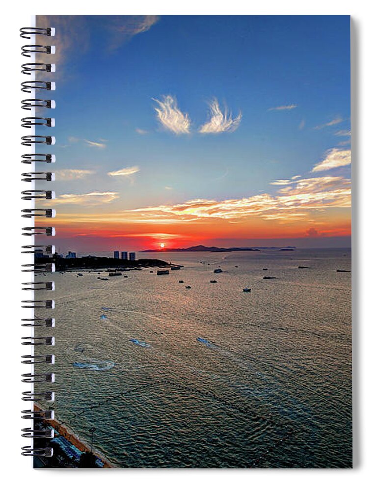 Tranquility Spiral Notebook featuring the photograph Sunset Over Central Pattaya Thailand by Igor Prahin