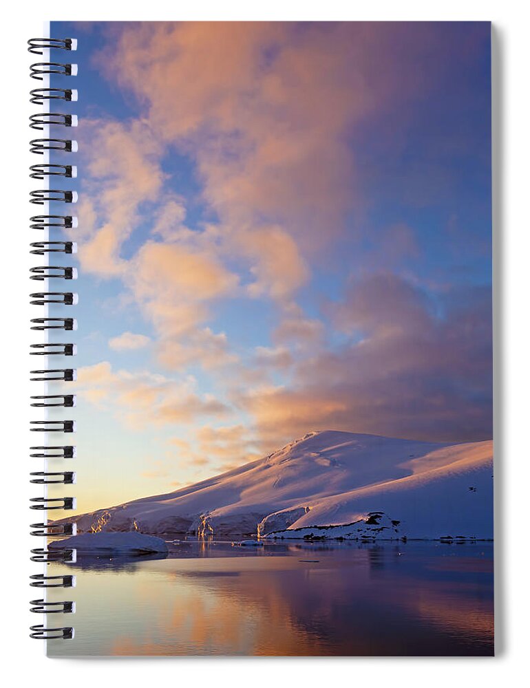 Nis Spiral Notebook featuring the photograph Sunset Over Mountains Lemaire Channel by Erik Joosten