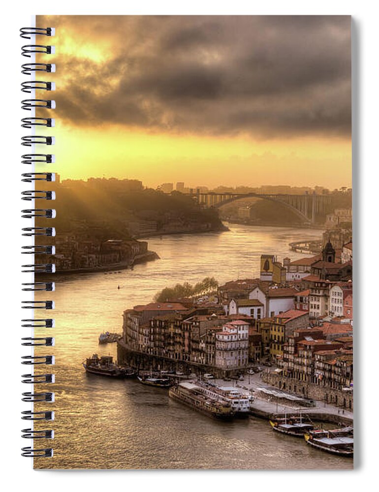 Tranquility Spiral Notebook featuring the photograph Sunset Over Porto, Portugal by Maximilian Müller