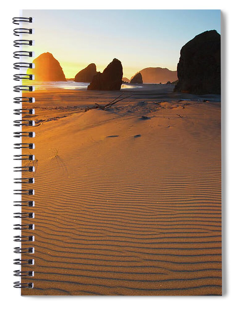 Scenics Spiral Notebook featuring the photograph Sunset Over Rock Formations At Cape by Craig Tuttle / Design Pics