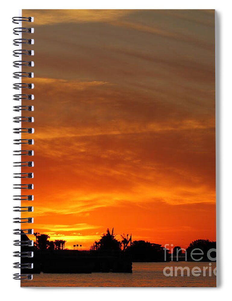 Sunset Spiral Notebook featuring the photograph Sunset over Sanibel Island Causeway by Meg Rousher