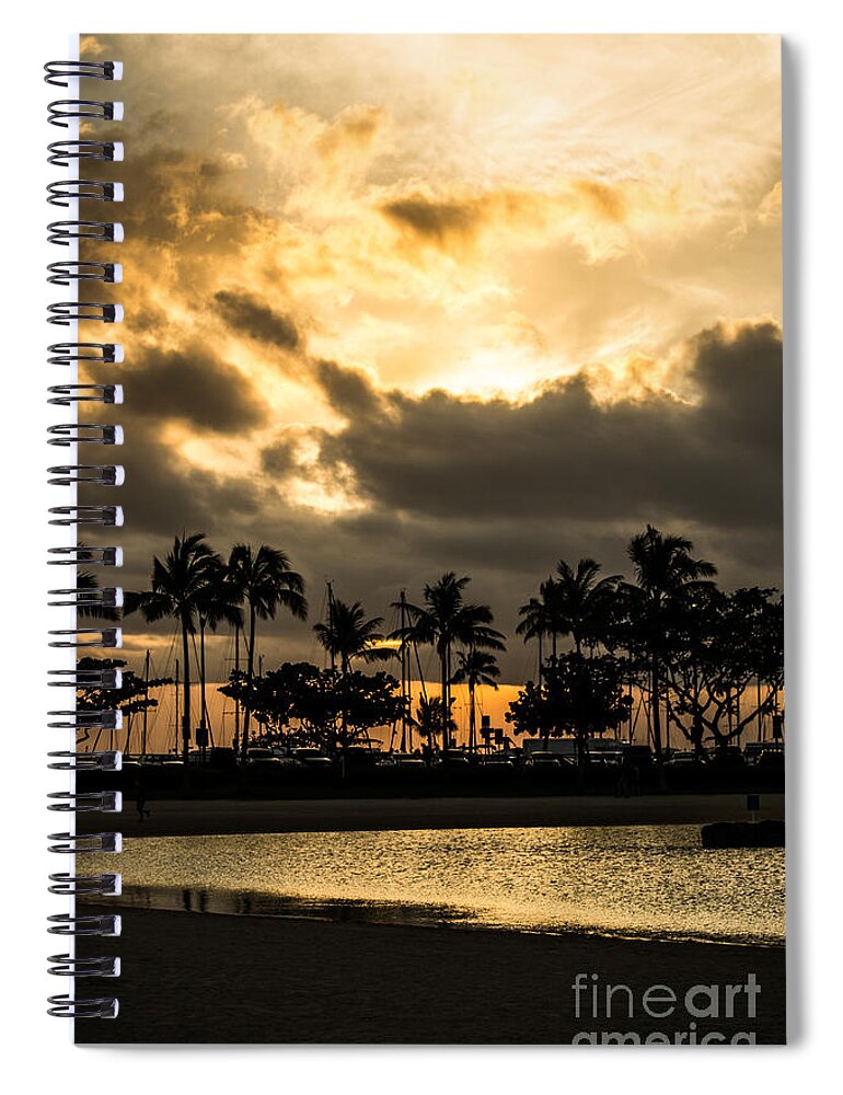 Hilton Spiral Notebook featuring the photograph Sunset over Waikiki by Angela DeFrias