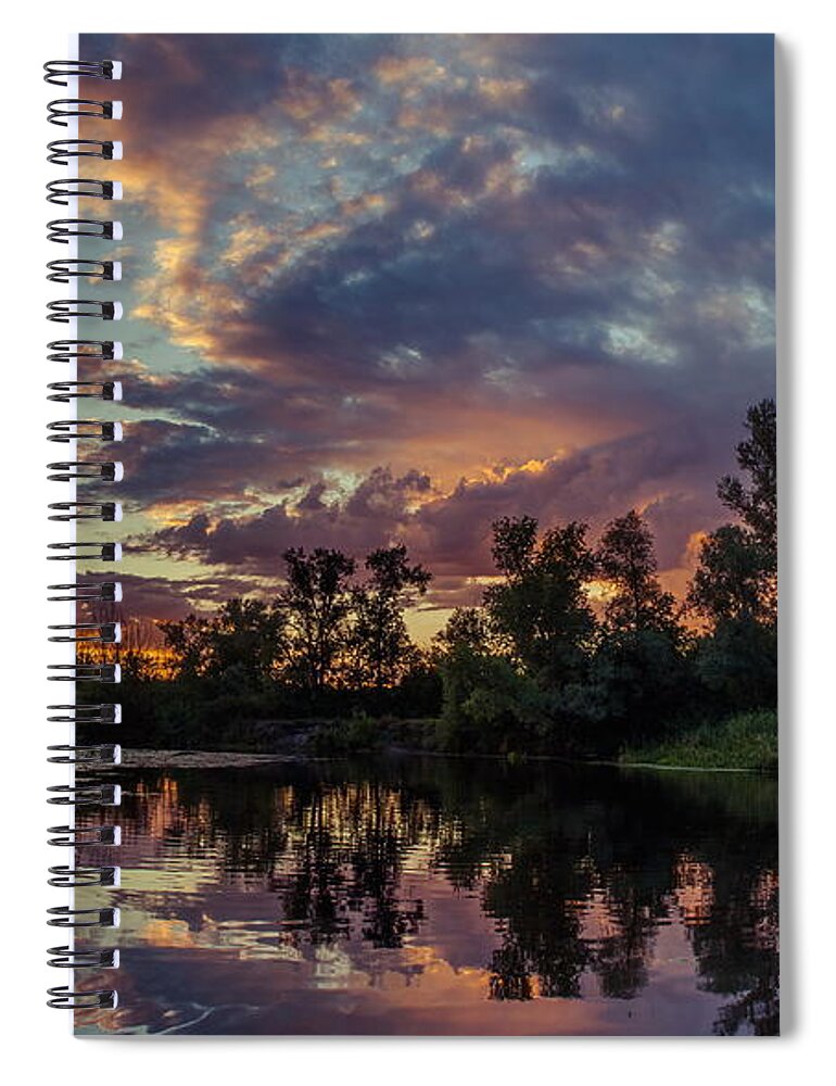 Ukraine Spiral Notebook featuring the photograph Sunset reflections by Dmytro Korol