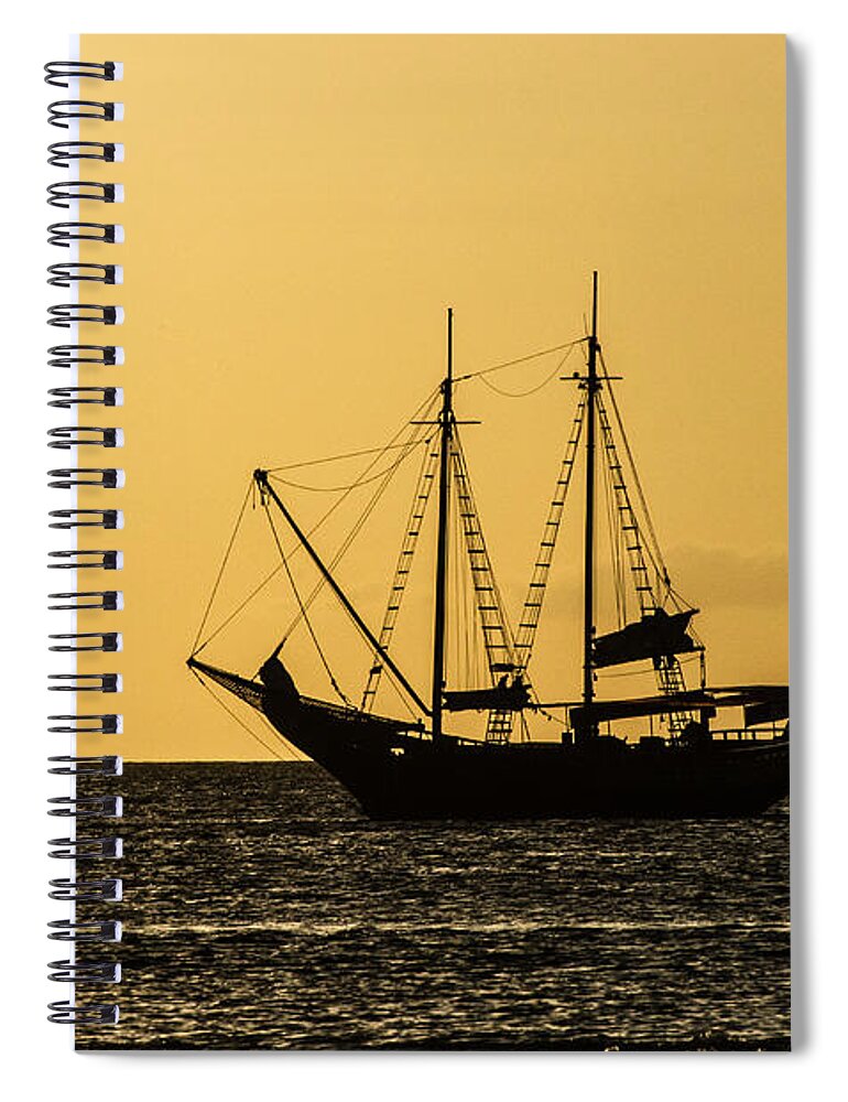 Aruba Spiral Notebook featuring the photograph Sunset Silhouette by Judy Wolinsky