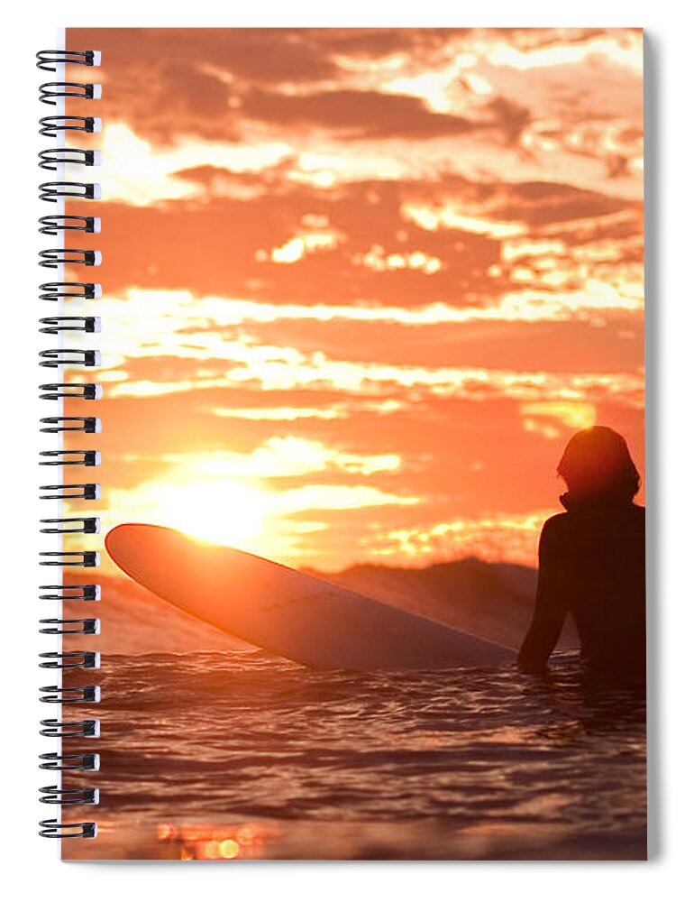 Surfing Spiral Notebook featuring the photograph Sunset Surf Session by Paul Topp