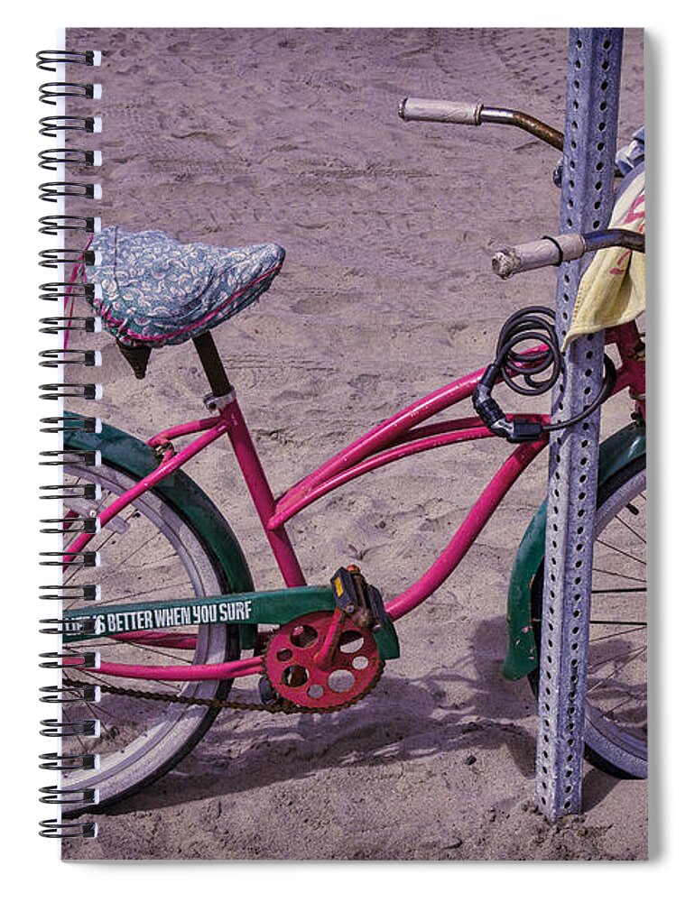 Surf Bike Spiral Notebook featuring the photograph Surf Bike by Garry Gay