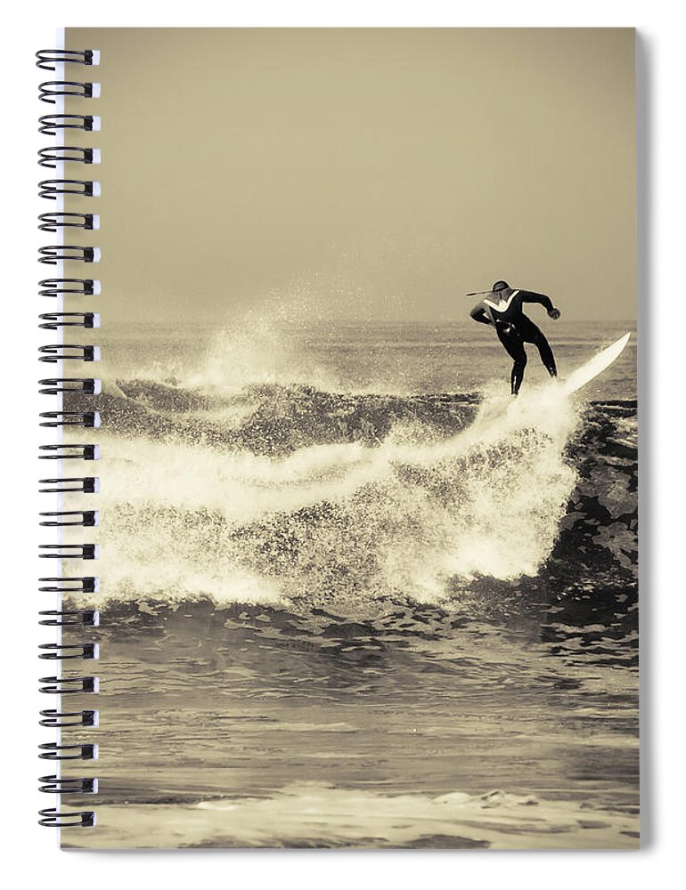 Surfing Spiral Notebook featuring the photograph Surfing the lip by David Millenheft
