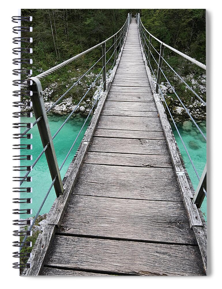 Slovenia Spiral Notebook featuring the photograph Suspension Bridge, Slovenia by Franz Aberham